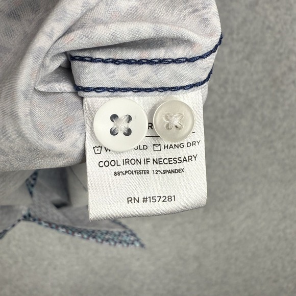 Mizzen + Main Shirt Mens Blue Geometric Leeward Trim Fit Stretch Short Sleeve - Picture 6 of 9